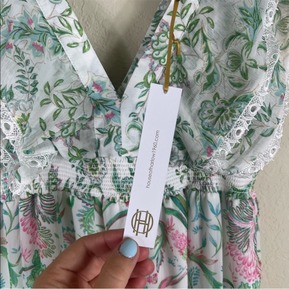 New House of Harlow Floral Maxi Dress Womens Large Tiered Revolve